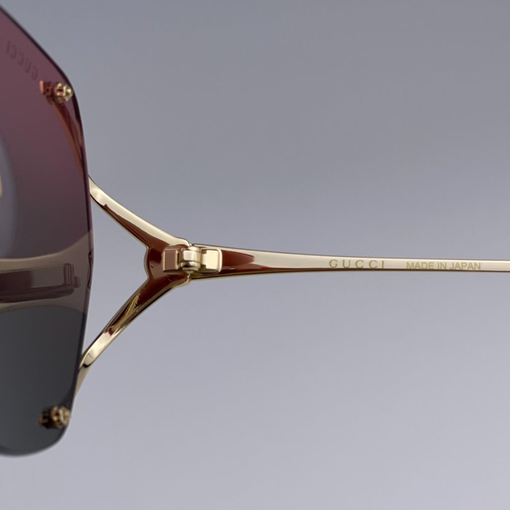 NEW GUCCI GG0651S 001 Gold Purple Green Gradient Square Oversized Rimless Women - Picture 7 of 12